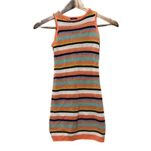 Art Class Crochet Knit Dress Kids Size M 7/8 Multicolor Stripe Excellent Boho